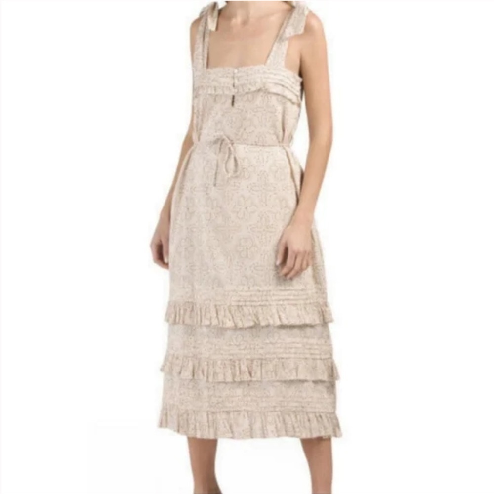 Cleobella Zane Ruffle Tiered Midi Dress NWT